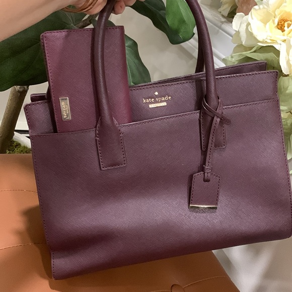 Kate Spade Cameron St Candace Satchel & Saffiano Leather Wallet In Blackberry - Picture 6 of 13
